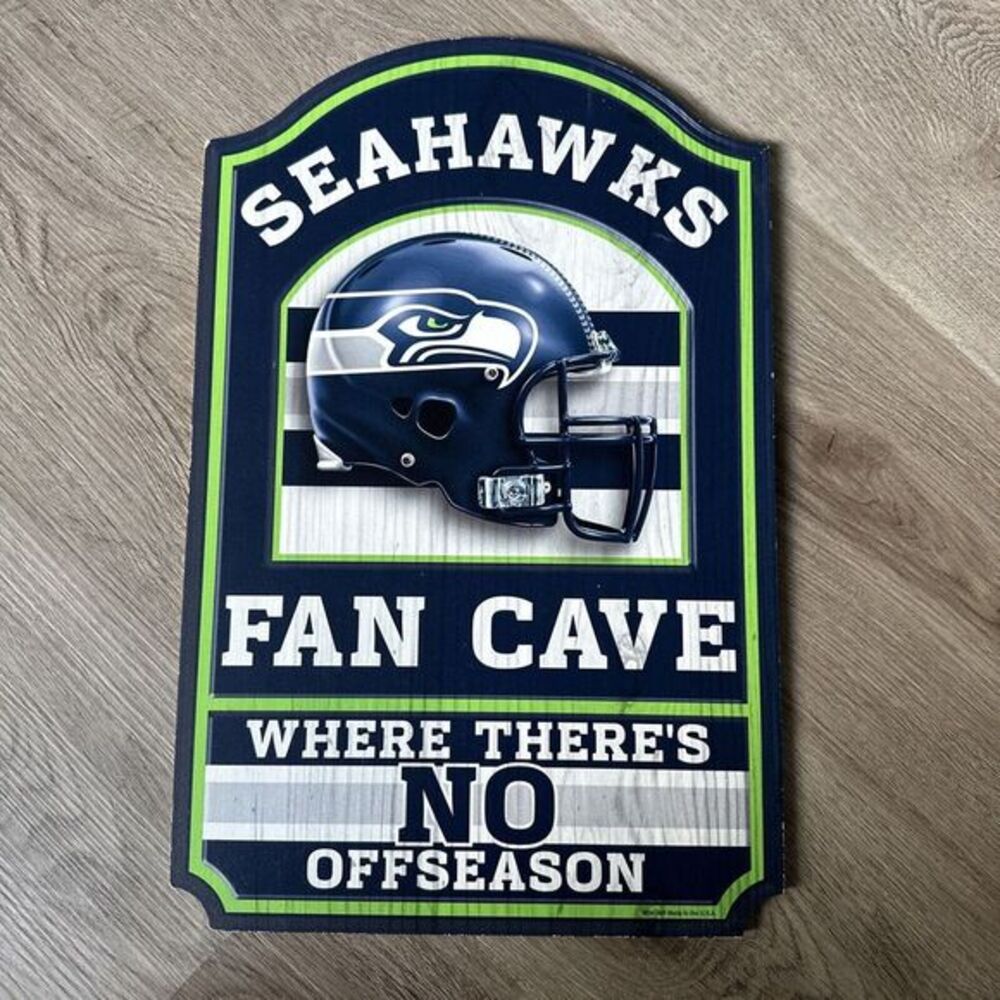 Seattle Seahawks Wood Sign - 11"x17" Fan Cave Design
